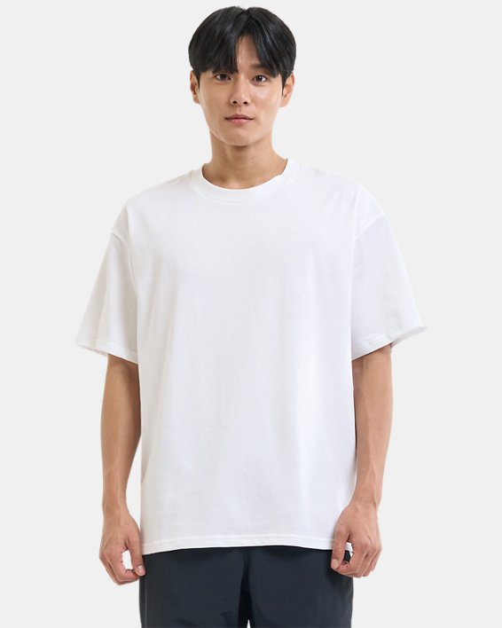 男士UA Oversized Heavyweight短袖T恤 in White image number 0